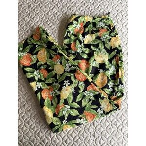 VTG Talbots Black Fruit Lemon Floral Straight Leg Ankle Pants Women’s Size 14